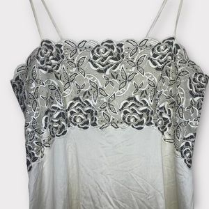 Vintage Slip Dress‎ Black & Cream Floral Lace Chemise